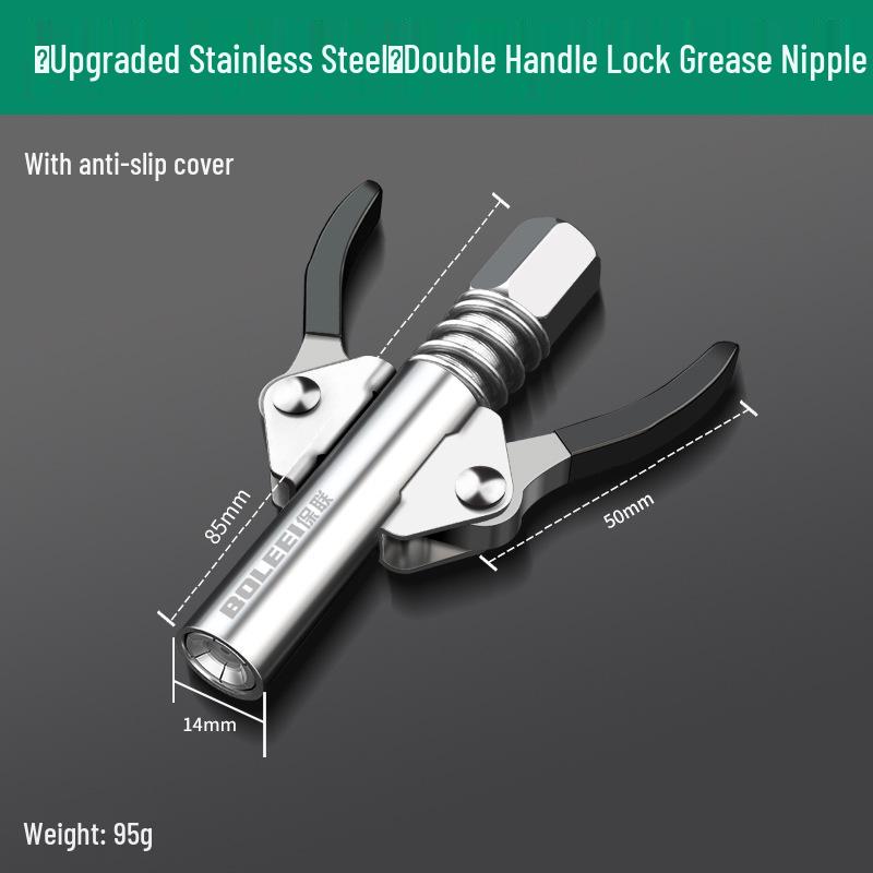 High-Pressure Self-Locking Grease Gun Nozzle with Pliers-Type Head for Manual/Electric/Pneumatic Applications