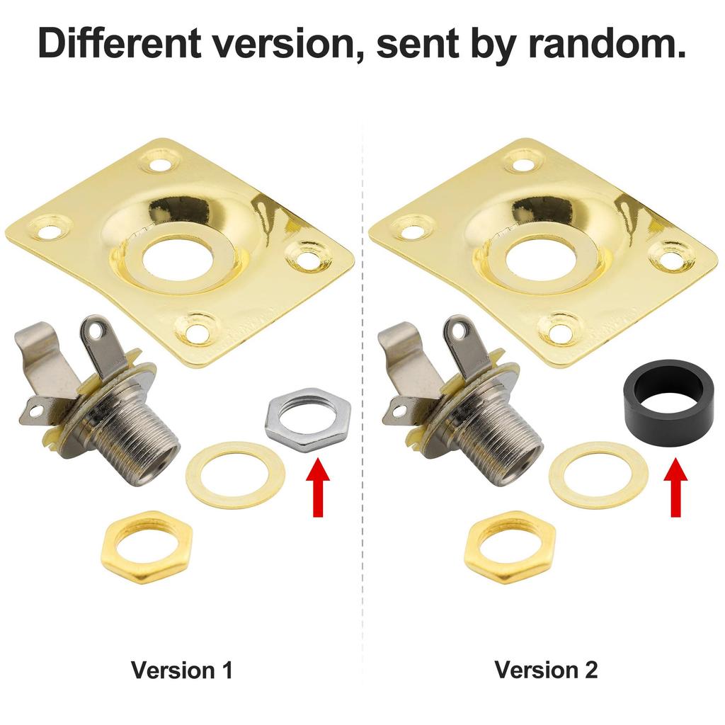 Musiclily Rectangular Electric Guitar Input Jack Plate Gold & Socket,
