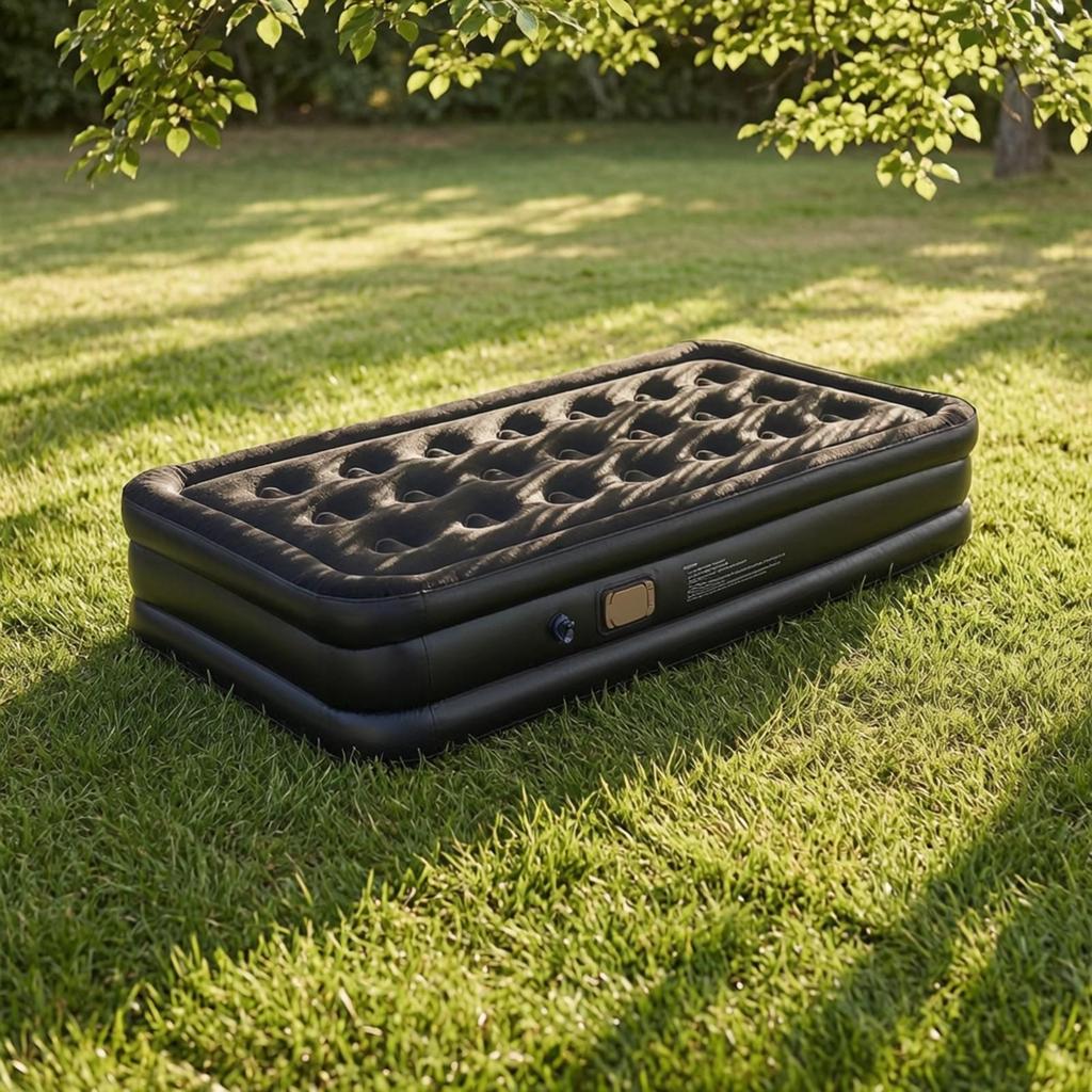 Flocked Mattress with Built-in Pump | Inflatable Pillow,