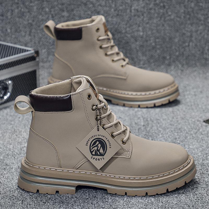 Autumn new breathable high-top Martin boots British retro leather shoes platform short boots casual boots 39