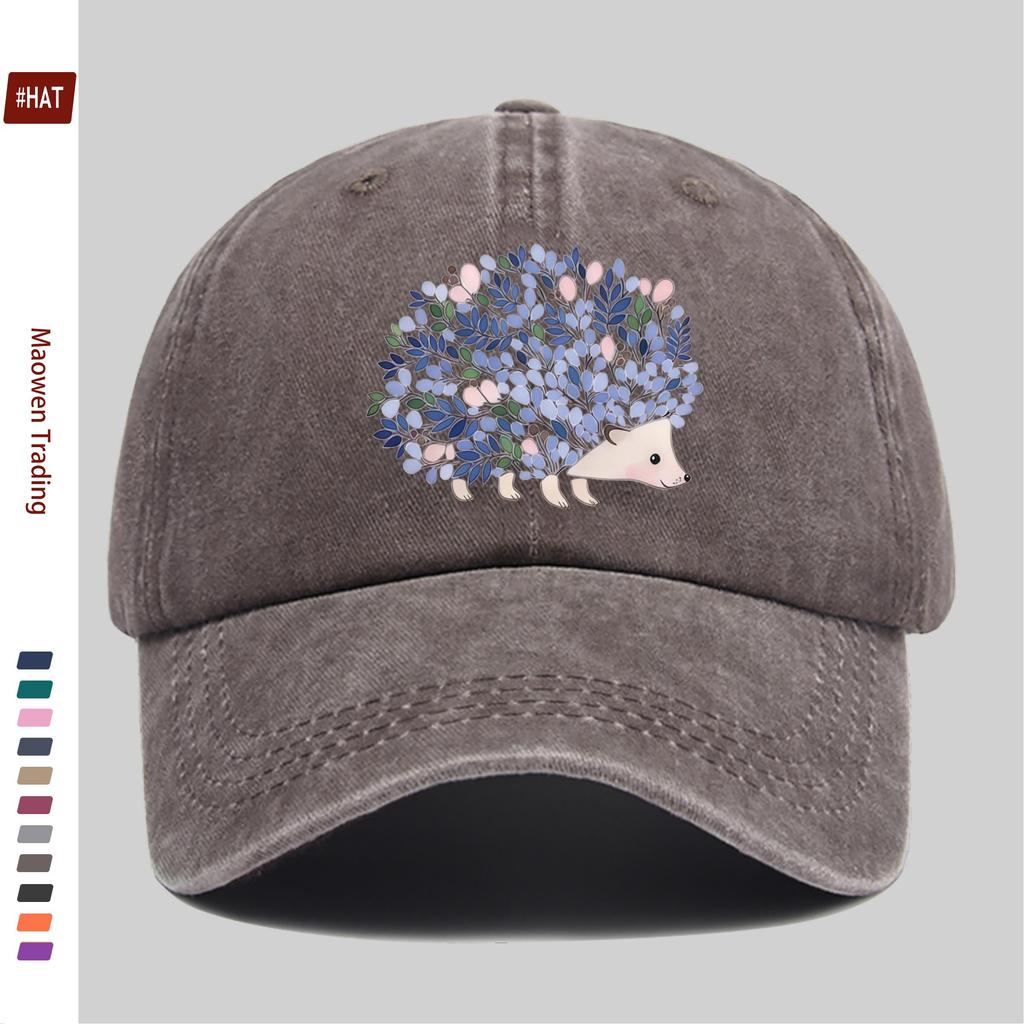 Pc Floral Hedgehog Print Baseball Cap Casual Pattern Design Decor Hat Comfortable Lightweight Sun Hat with Adjustable Strap