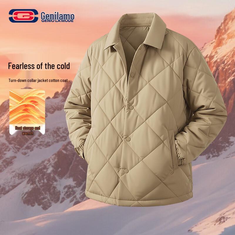 GENIOLAMODE Men's Winter Quilted Collared Jacket