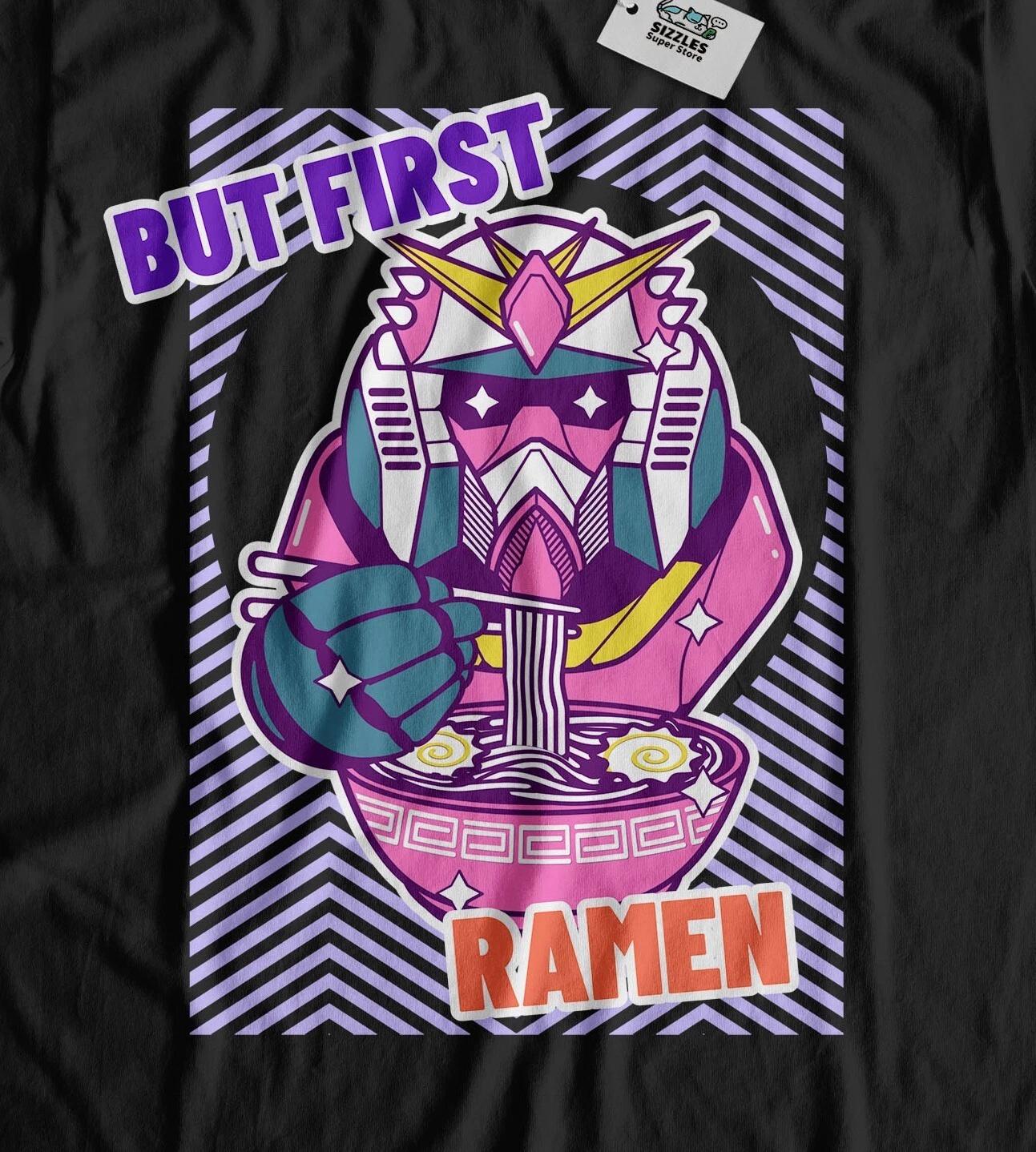 Unisex Funny Robot Eating Ramen Noodles T-Shirt Japanese Noodles Dish Gifts XL