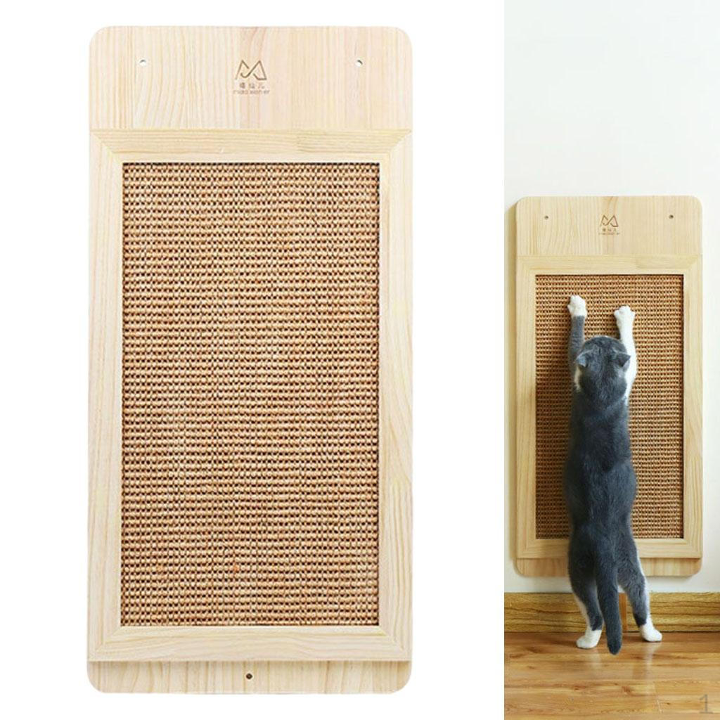Sisal Wood Beige Wall Mounted Cat Scratching Board for Furniture