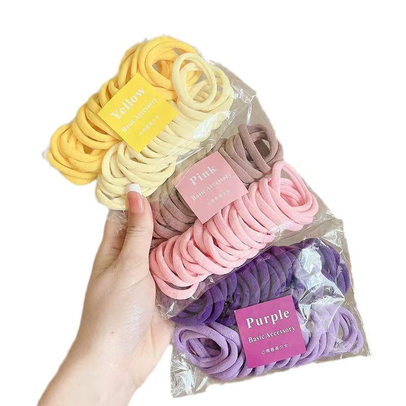 Set of 50 Gradient Candy Color Hair Ties – Rubber Bands for Women's High Ponytails.