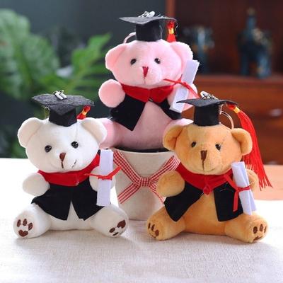 Funny Cute Graduation Bear Plush Toy Soft Stuffed 12cm Bear Keychain Blessing Hanging Dr Bear Doll Desk Decor