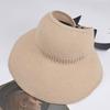 New Knitted Empty Top Hat Female Summer Sunscreen Bow Big Hat Straw Hat Outdoor Sun Hat