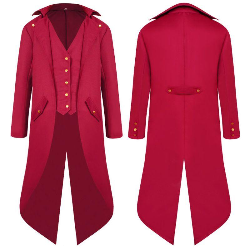 [Hot Sale] European and American Medieval Retro Coat Cosplay Costume Men's Mid-Length Punk Retro Tailcoat.