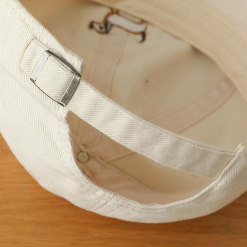 Breathable Cotton Blend Embroidered Puppy Design Adjustable Unisex Baseball Hat Multiple Colors