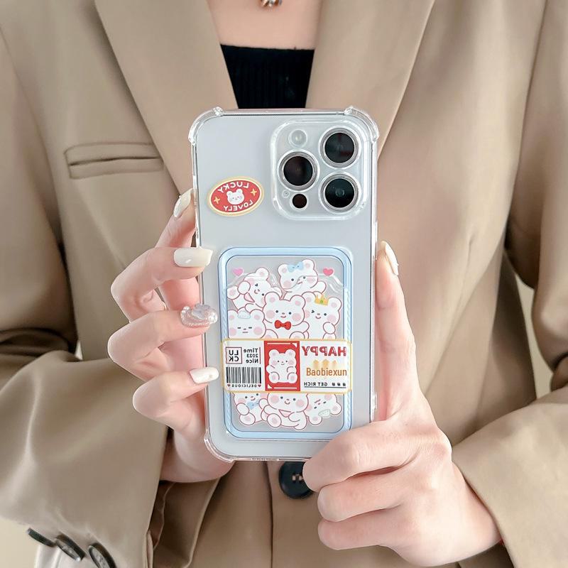 Zhitai iPhone 16 Case Card Holder - Compatible with Apple 15/14 & iPhone 13 Pro Cartoon Protective Cover.