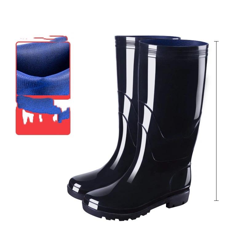 Мужские водонепроницаемые и противоскользящие толстые рыболовные водные ботинки с высоким голенищем, дождевые ботинки 39 чёрный
