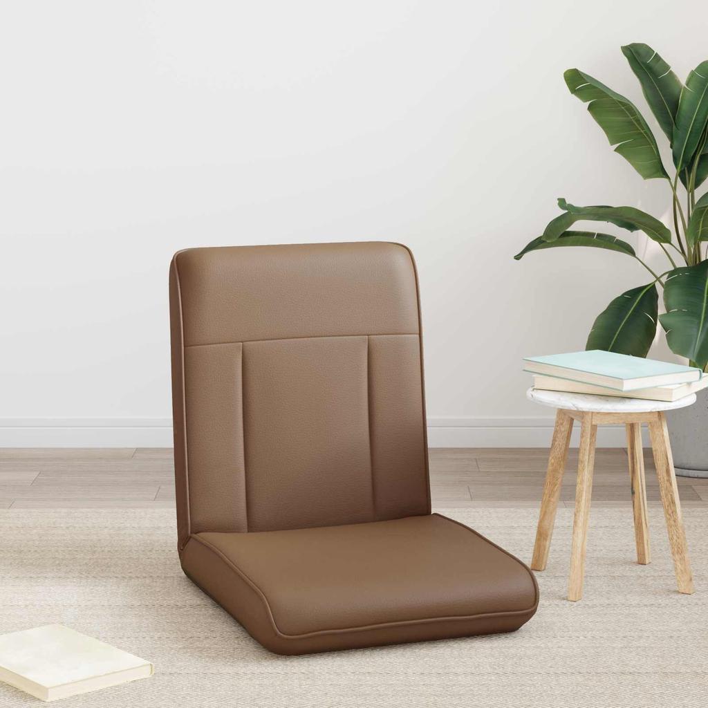 Adjustable Floor Footstool Cappuccino Artificial Leather