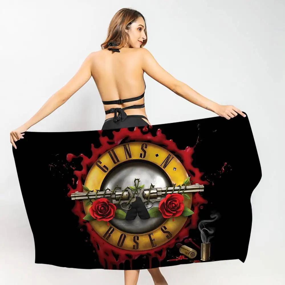 Cool Band G-Guns N-N R-Roses Rock Beach Towel Colorful Bath Towels for Girl Microfiber Custom Sand Free Beach Yoga Spa Gym Pool