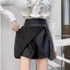 2025 Autumn/Winter High Waist PU Leather Midi Skirt: Hip-Hugging, Slimming, with Zipper - A-Line Design
