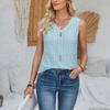 Women's Top Solid Color V-Neck Sleeveless Cut-out Vest