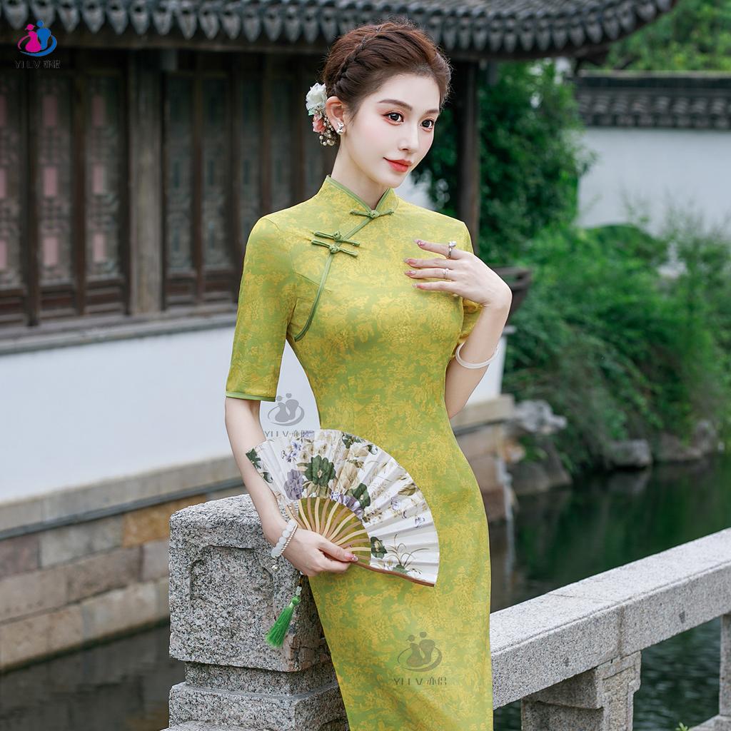 New Chinese style cheongsam skirt improved summer new mother dress retro thin performance dress