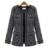 Xiaoxiangfeng Same Style Autumn and Winter Short Jacket Black and White Plaid Women's Large Size Slim-fit Fit