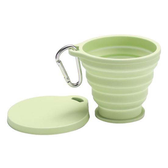 Silicone Folding Water Cup with Carabiner Handle 180ml Portable Travel Washing Cup