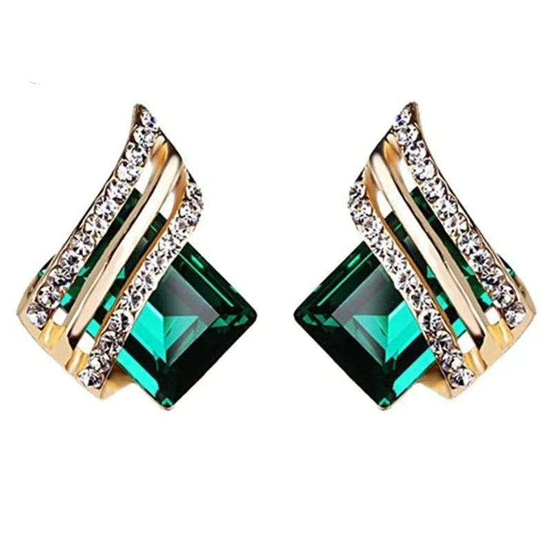 Huitans Neueste Quadratische Ohrringe Damen Einzigartige Runde Design Ohrringe Luxuriöse und Glänzende Zirkonia Hochzeit Modeschmuck Geschenke