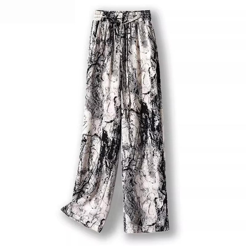 Ink Wash Harem Pants: Women's Summer Thin 2024 Tie-Dye, Mosquito-Proof, Ice Silk Lantern Pants