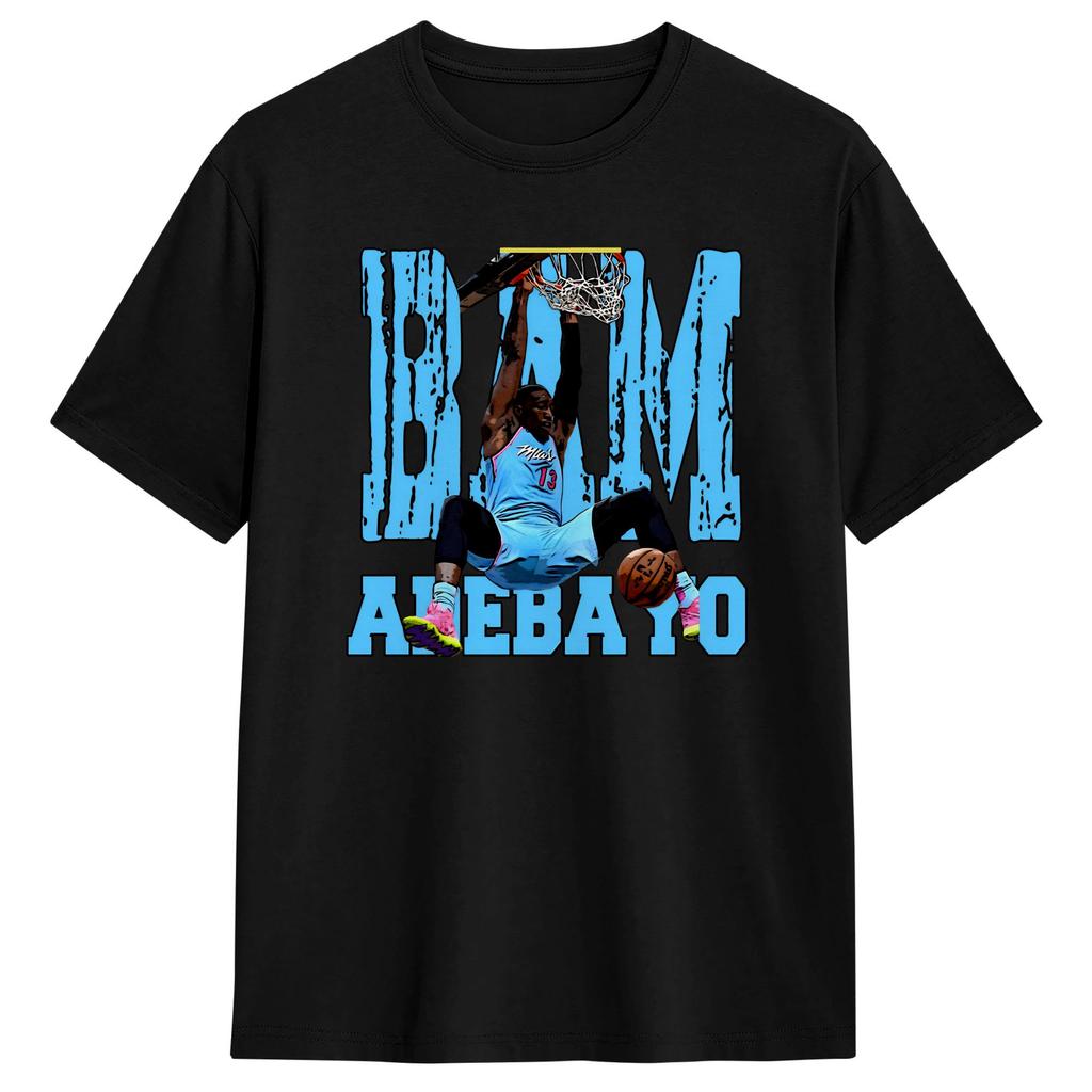 Bam Adebayo Men T Shirts Creative Tee Shirt Short Sleeve Crewneck TShirt Cotton Birthday Present Clothes
