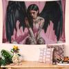 1PC Gothic Angel Wing Tapestry Pink  Black Horizontal Wall Hanging Soft Polyester Fabric Goth Art Decor for Bedroom Living Ro
