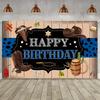 Birthday Decoration Banner, Vintage Denim-style Birthday Greeting Background Fabric, Photo Booth Props