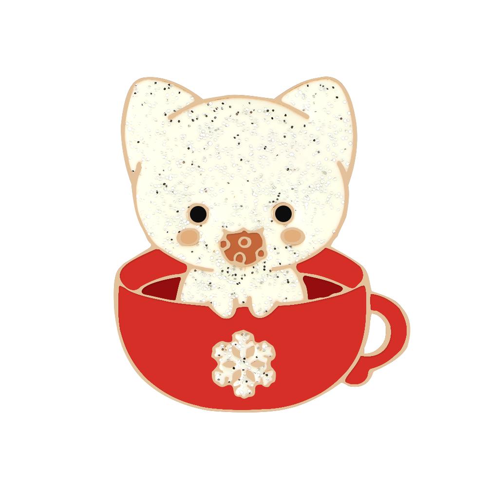 Animal Cats Fox Brooch Cartoon Teacup Kitten Enamel Pins Funny Personality Custom Badge Bag Cloth Lapel Pin Fashion Jewelry Gift