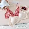 French underwear women's deep v-neck sweet thin shoulder strap thin thin thin jelly soft support without steel ring triangle cup bra