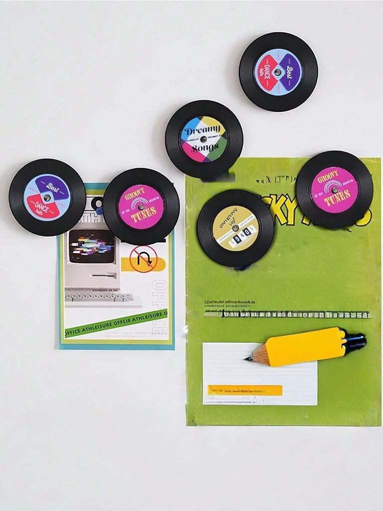 Magneti per Frigorifero Vintage, Stile Cassetta e Disco in Vinile, Decorazione per Frigorifero di Casa, Ornamento da Tavolo per Ufficio e Casa