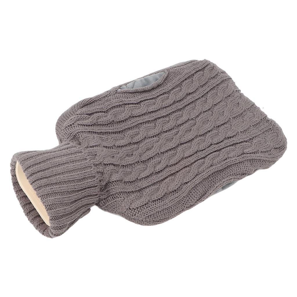 Classic Hot Water Bottle with Knitted Cover Handy Soft Hand Feet Warm Water Bag for Winter 2L Grey