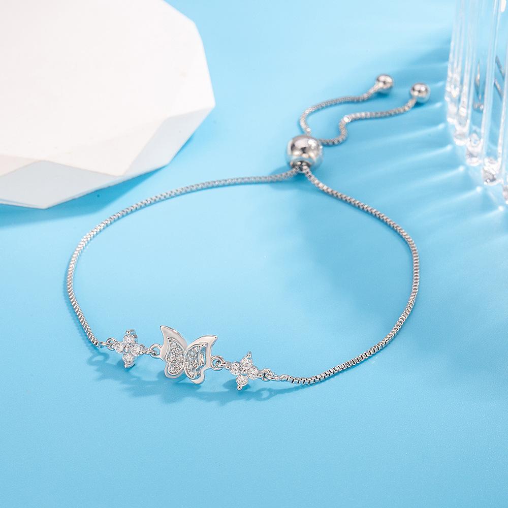 Luxury Female Bracelet 925 Sterling Silver Butterfly Micro Inlaid Zircon Bracelet for Women Wedding Gift Jewelry Wholesale