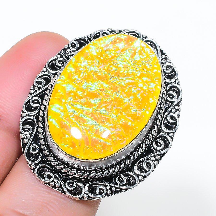 Natural Yellow Triplet Opal 925 Sterling Silver Jewelry Ring Size 6 AR-17072