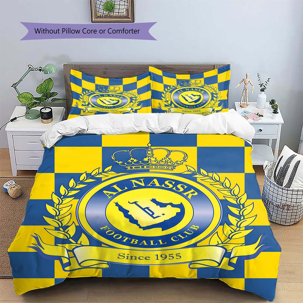 Biancheria da letto con motivo Al-Nassr, Set copripiumino Copripiumino Federa Regalo di Compleanno per la Casa(1 * copripiumino + 2 * federa, senza nucleo)
