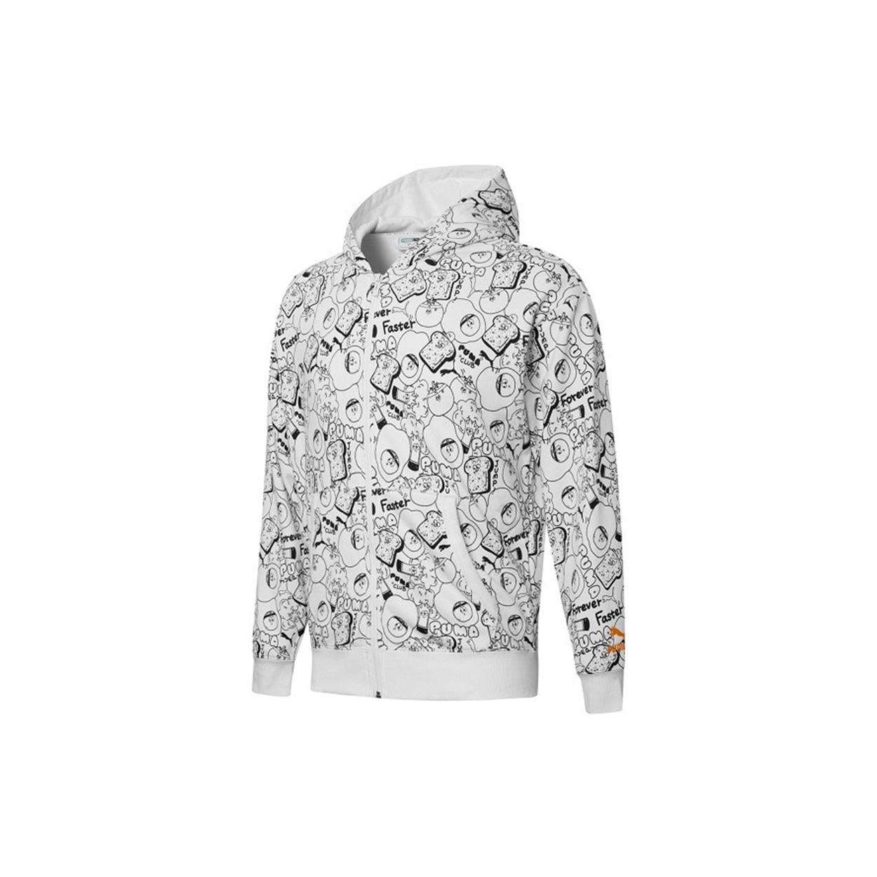 PUMA Club All Over Print Full Zip Hoodie Jacket White Men s 533201-52 XXL
