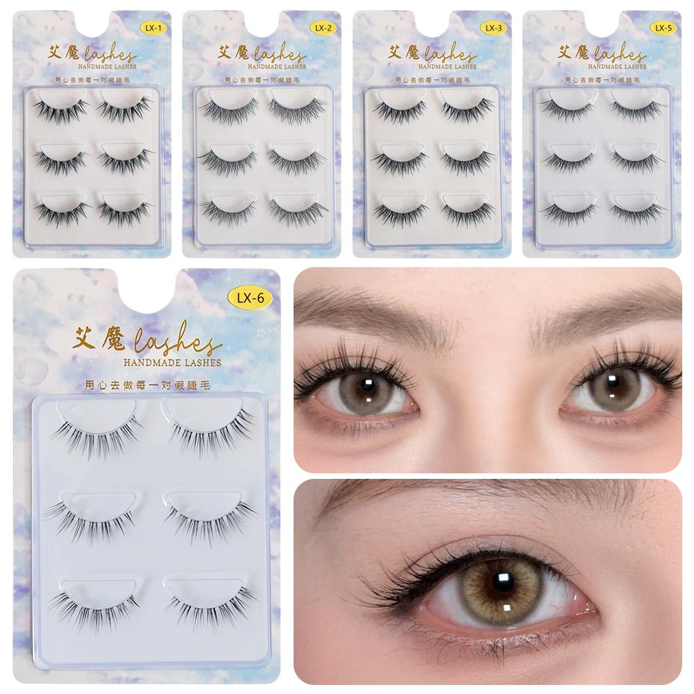 Fluffy Thick Cat Eye Eyelashes Natural Fake Lashes Handmade False Eyelash  Women's Beauty