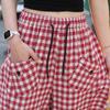 Lässige Sommer-Plaidhose Frau Übergröße Elegant Elastischer Bund Damenhose Vintage Kleidung