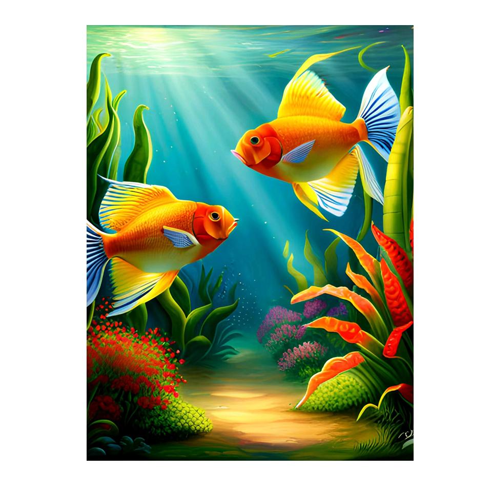 

5D Прудовая рыба DIY Алмазная роспись Рыбная мозаика Арт Алмазная вышивка Набор ручной работы Инкрустация Домашнее украшение Full Round 20x30CM