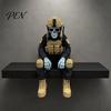PLA Resin Soldier Model Skeleton Hero Shelf Sitter Ornament, 3D Printed Figurine, Tactical Gear Display Stand Gothic Warrior Sitting Statue