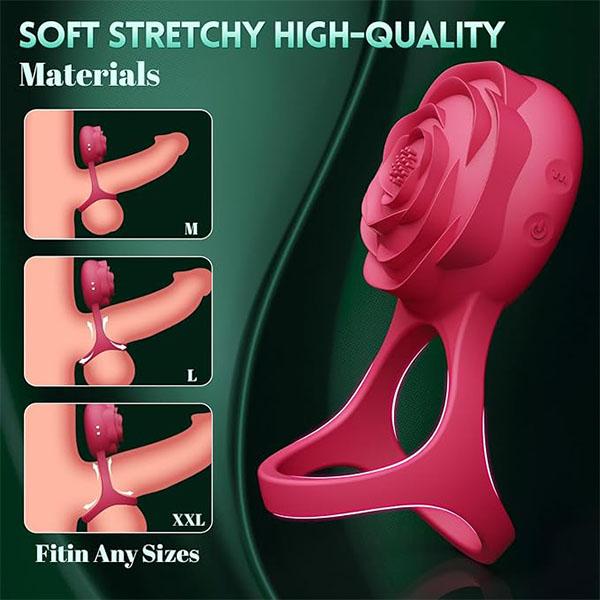 Rose Penis Ring Sex Toys Cock Ring Wearable Penis Ring Vibrator with Remote Control Adult Toys for Male Female