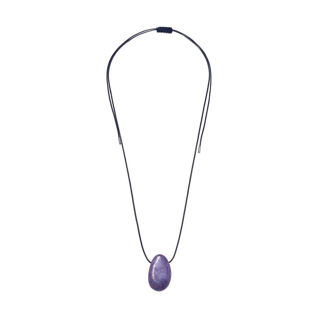 Lightweight Handmade Necklace with Irregular Stone Pendant Adjustable Rope Design Comfort Wear Neckchain