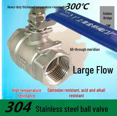 304 Stainless Steel High-Pressure Ball Valve for High-Temperature Steam Applications, Available In 1/2", 3/4", 1" (DN15, 20, 25) Sizes.