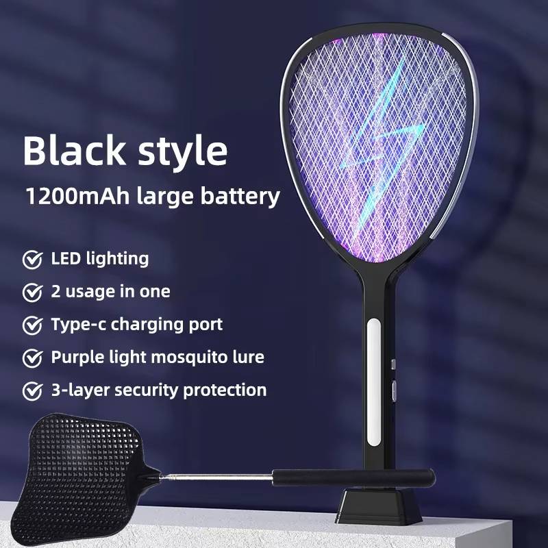 3 In 1 Widening of The Power Grid Electric Mosquito Swatter 3000V C-type Charging Mosquito and Fly Killer