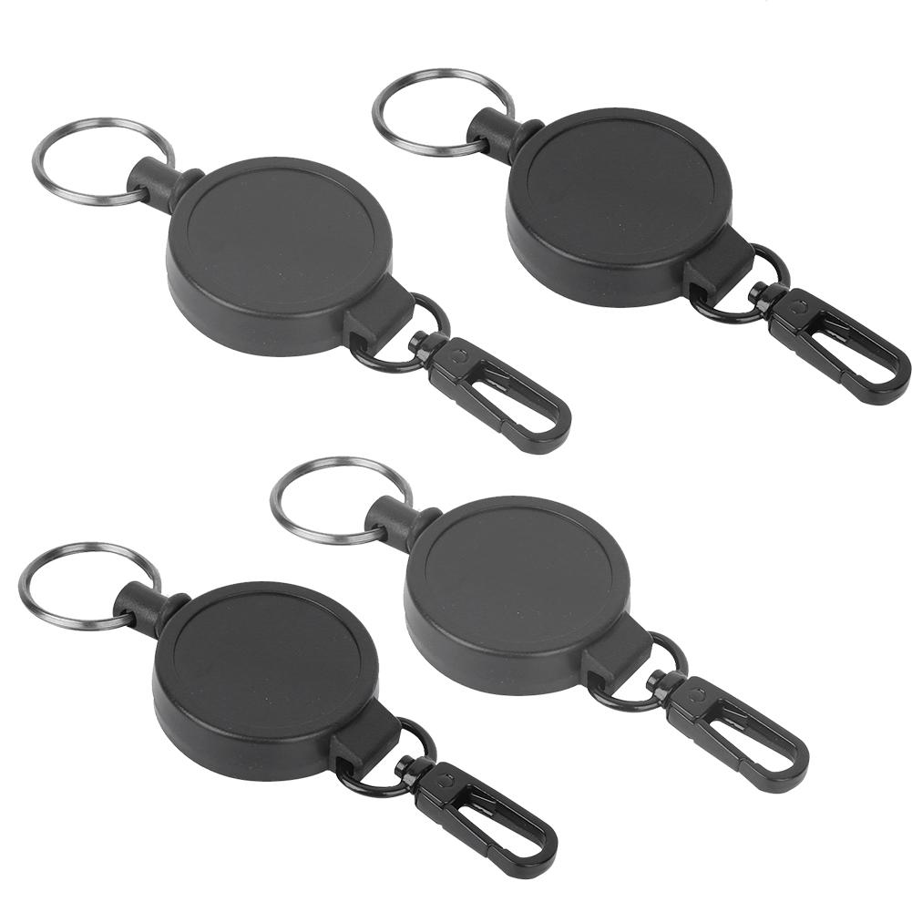 4pcs Telescopic Keychain AntiTheft Retractable Key Ring High Resilience Wire Rope Carabiner for