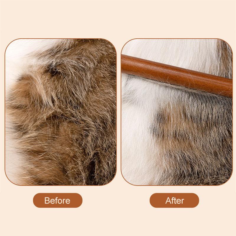 Flohkamm für Haustiere, Katzen und Hunde, Kamm zum Entfernen von Flöhen und Zecken, Edelstahl-Pflegebürste für verfilzte Haustiere mit langem und kurzem Haar