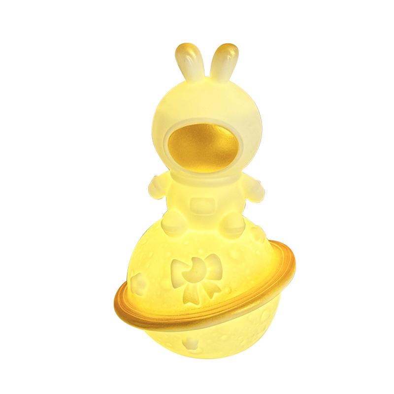 Cartoon Space Rabbit Night Light Bedroom Bedside Lamp Children's Luminous Toy and Small Figurine