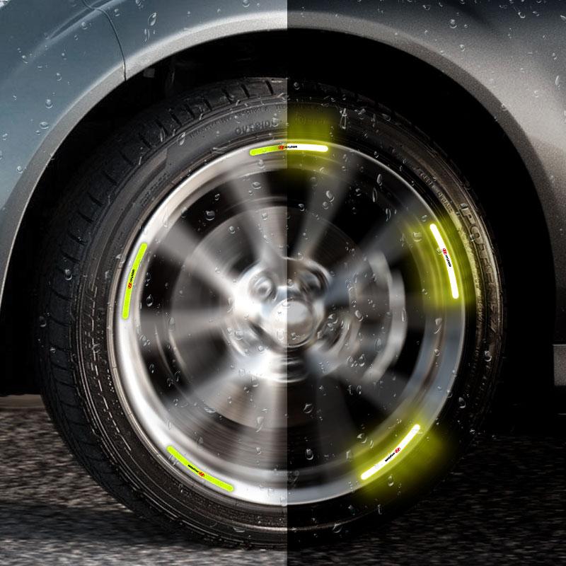 Car Wheel Hub Reflective Stickers Tire Rim Luminous Accessories For Hyundai Tucson Solaris I30 Creta Ix35 I40 Veloster Santafe