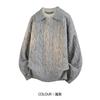 Men Fake Two Piece V Neck Twisted Knit Long Sleeve Casual Polo Sweater