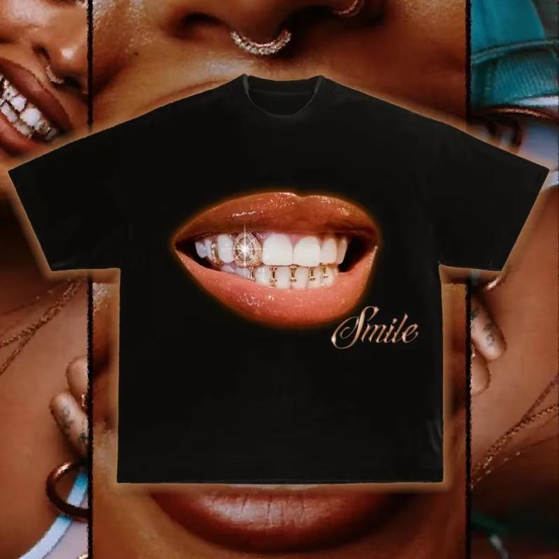 

Smile Streetwear Graphic Tshirt Unisex Tee Hip Hop Retro Harajuku ONeck Gothic Punk Vintage Loose Casual Men Women Top Oversize 4XL