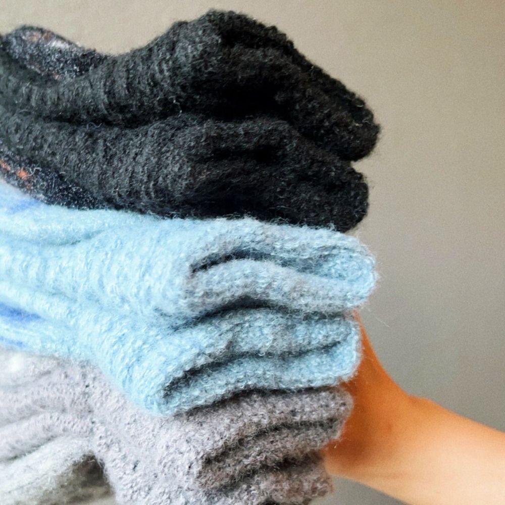 Plush Half Finger Gloves Thickened Windproof Hand Cover Flip Knitted Gloves  Fashion Accessories